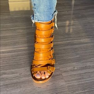 Ann Demeulemeester tan leather bootie sandals